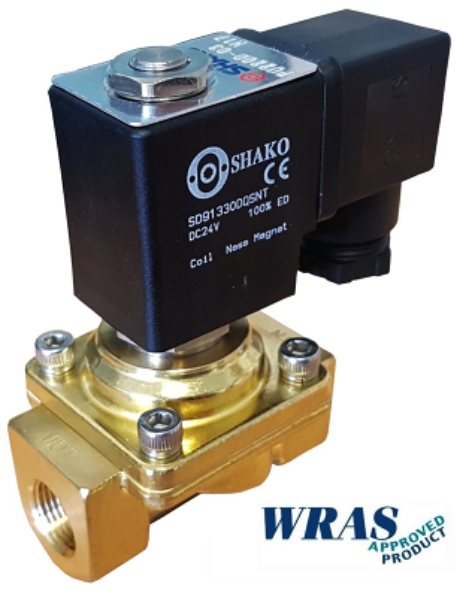 3/8 WRAS Brass water solenoid valve 0-10 Bar 2/2 N/Closed