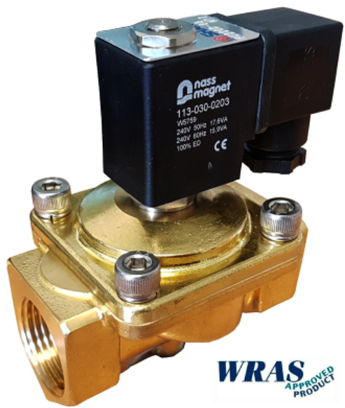 1" WRAS Brass water solenoid valve 0-10 Bar 2/2 N/Closed